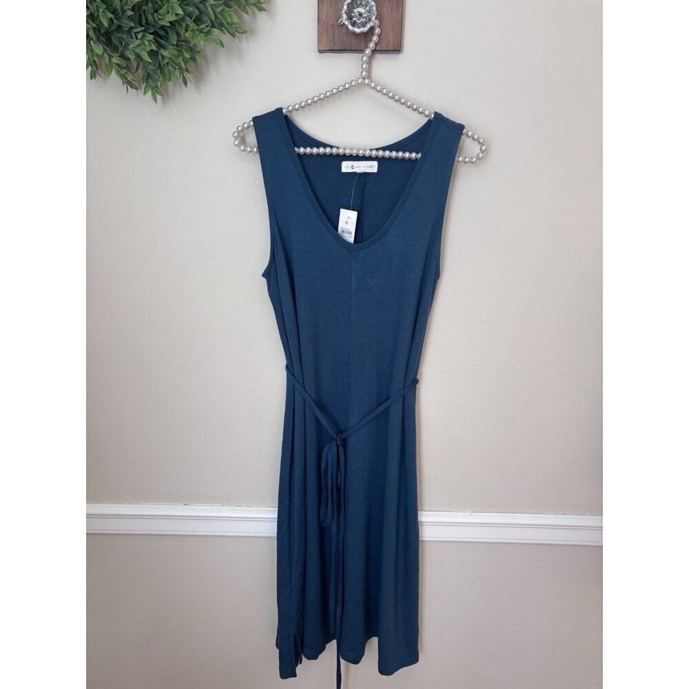 NWT Lou & Grey For LOFT Size Small T-Shirt Dress Sleeveless Teal Belted